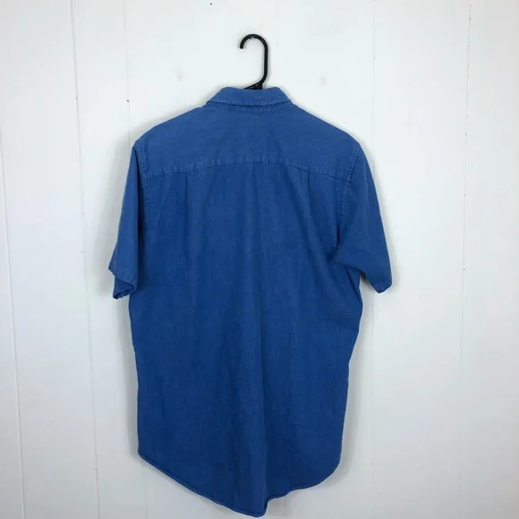Van-Heusen Short Sleeved Denim Button Down Sz M - Picture 7 of 10